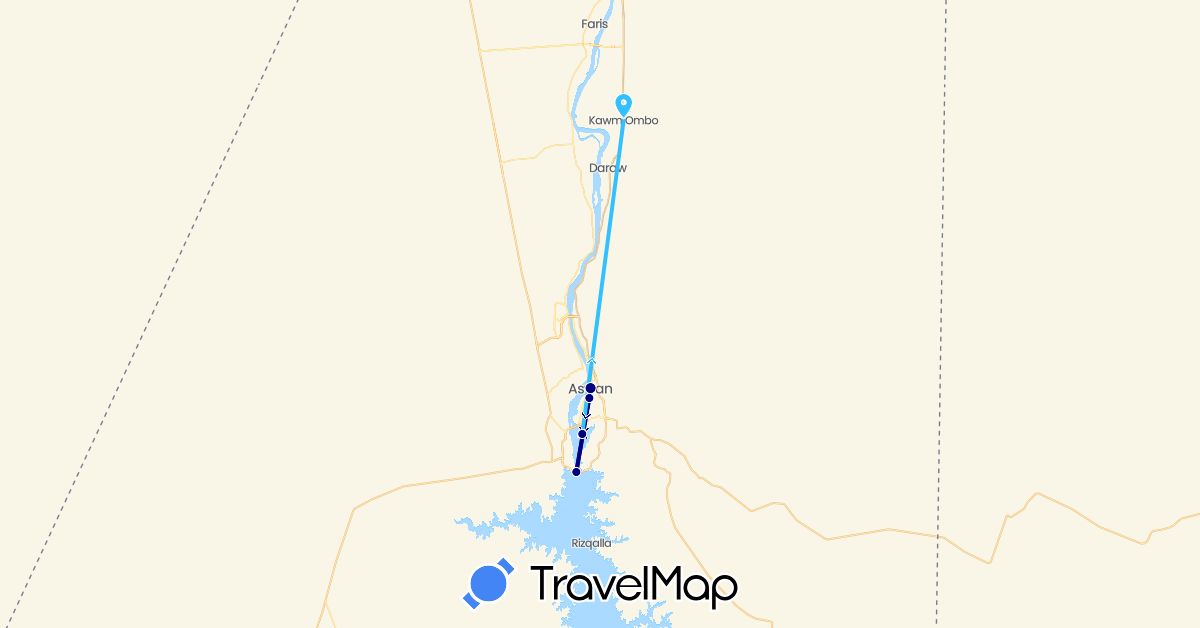TravelMap itinerary: driving, boat in Egypt (Africa)